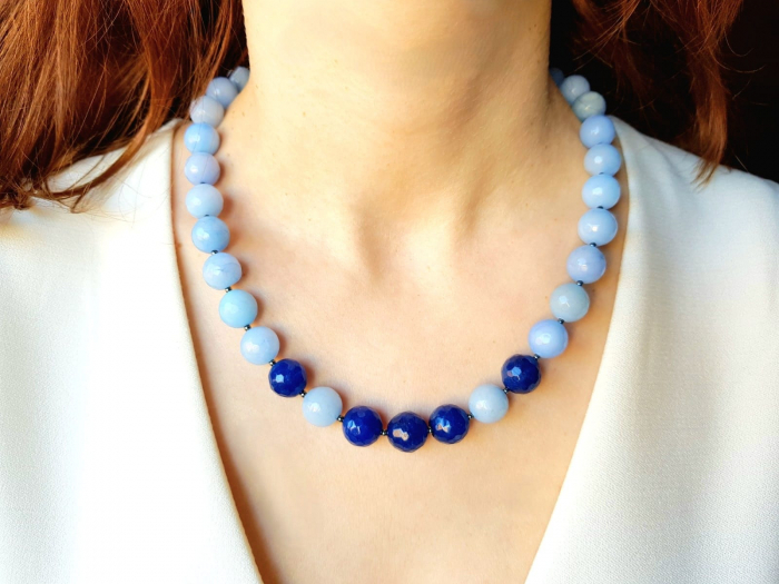 Set colier si cercei cu jad bleu si jad safir [5]