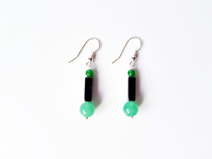 Set colier si cercei cu jad verde, agat si hematit [7]