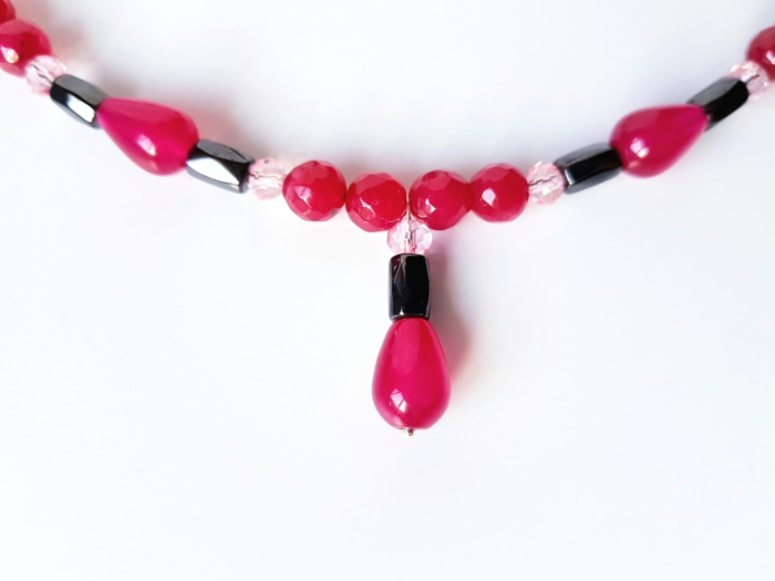 Set colier si cercei cu jad visiniu, agat visiniu si hematit [2]