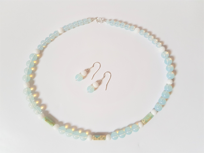 Set colier si cercei cu jasp imperial, agate si opalit [7]