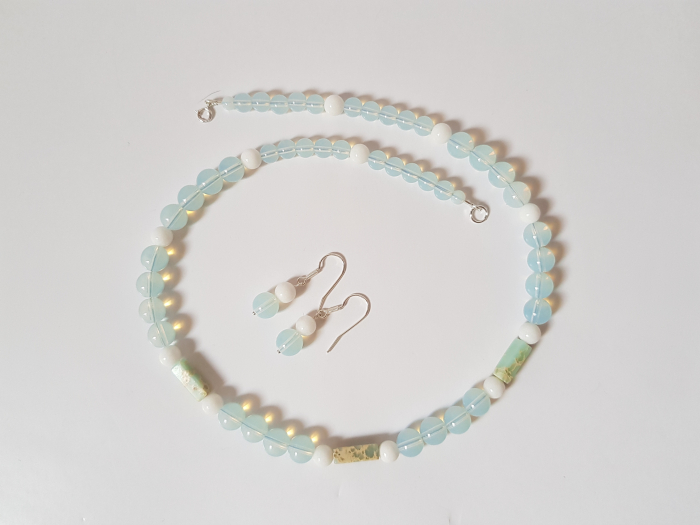 Set colier si cercei cu jasp imperial, agate si opalit [5]