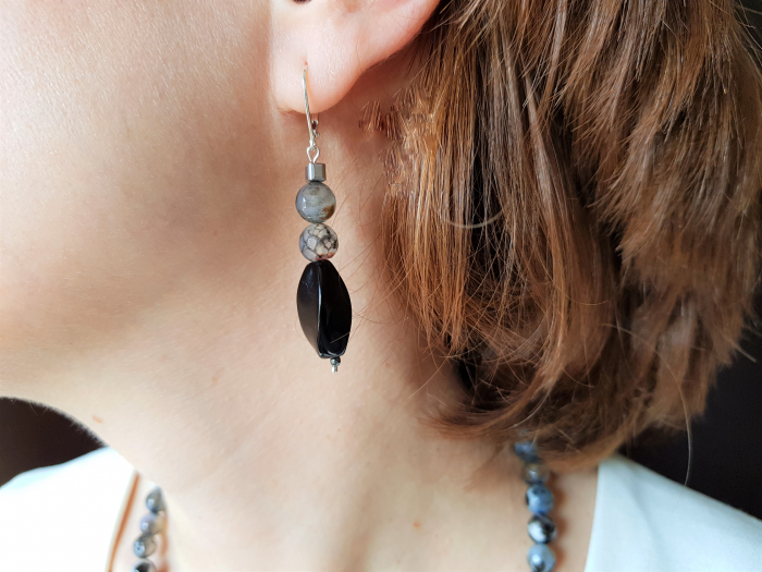 Set colier si cercei cu onix, agate si hematite [3]