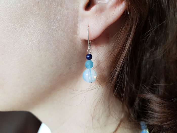 Set colier si cercei cu opalit, jad albastru si lapis lazuli [4]