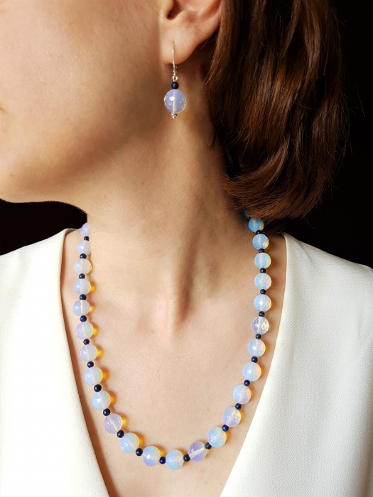 Set colier si cercei cu opalit si lapis lazuli [2]