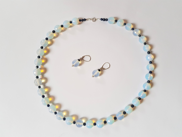 Set colier si cercei cu opalit si lapis lazuli [6]