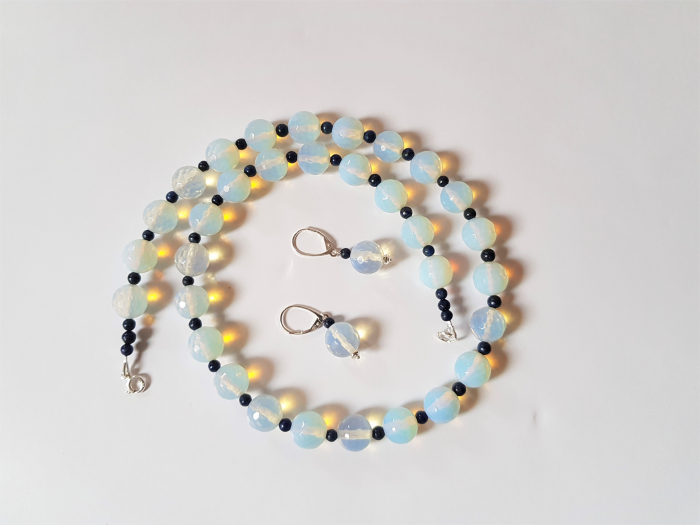 Set colier si cercei cu opalit si lapis lazuli [7]