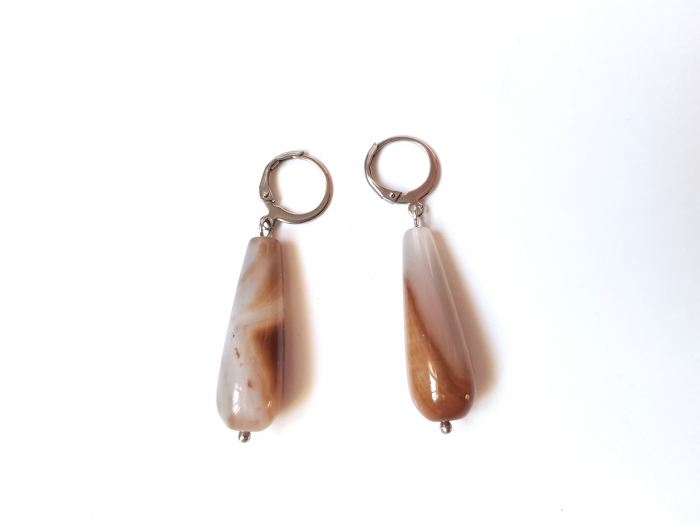 Set colier si cercei de agate maro deschis [6]