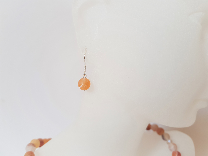 Set colier si cercei de agate roz-somon [8]