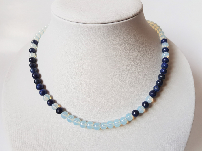 Set colier si cercei de argint cu lapis lazuli [4]