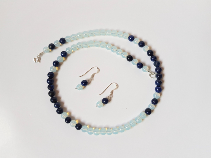 Set colier si cercei de argint cu lapis lazuli [7]