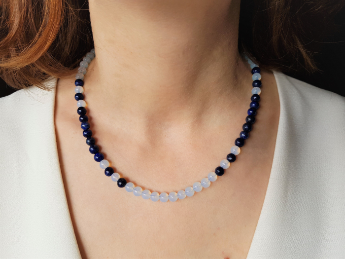 Set colier si cercei de argint cu lapis lazuli [5]