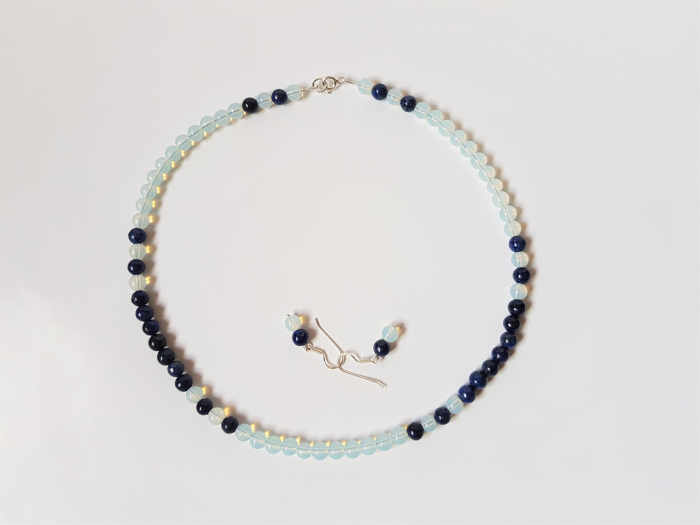 Set colier si cercei de argint cu lapis lazuli [6]
