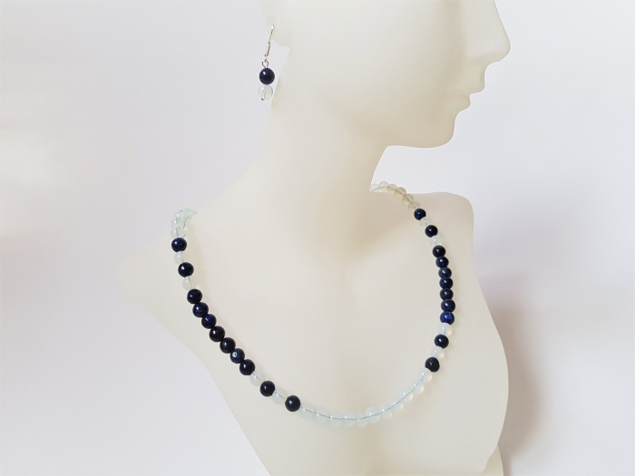 Set colier si cercei de argint cu lapis lazuli [3]