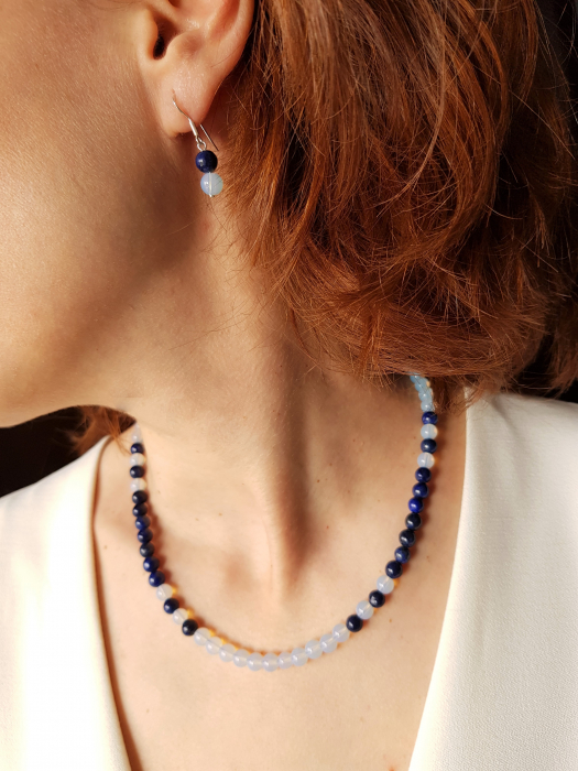 Set colier si cercei de argint cu lapis lazuli [2]
