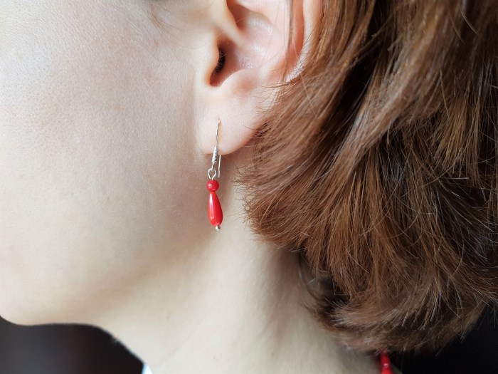Set colier si cercei de coral rosu [4]