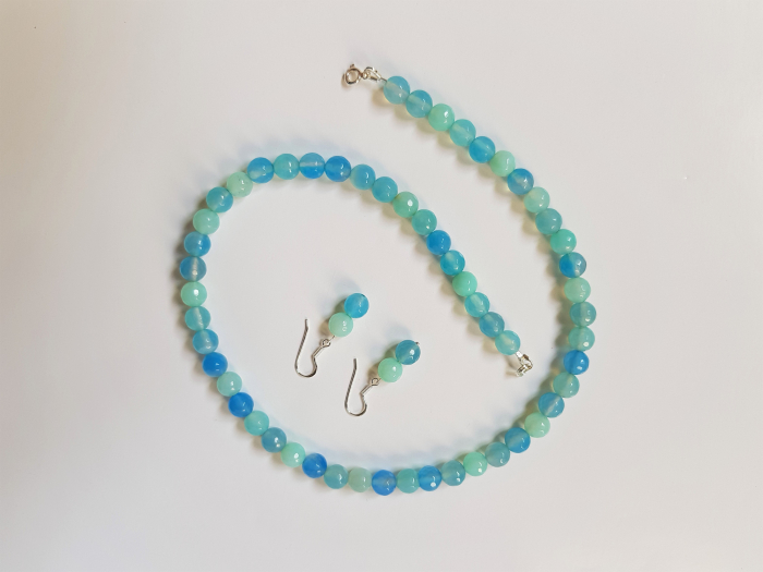 Set colier si cercei de jad bleu [5]