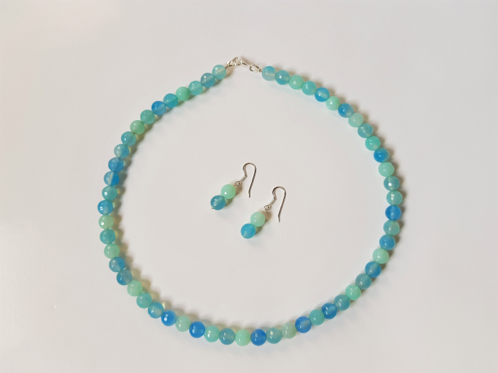 Set colier si cercei de jad bleu [6]