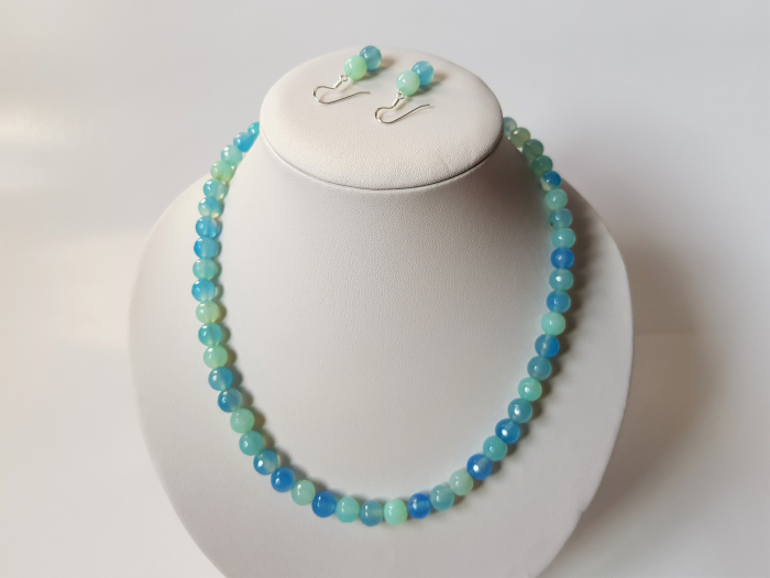 Set colier si cercei de jad bleu [7]