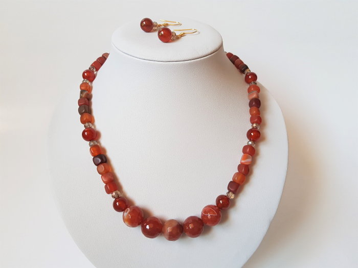 Set colier si cercei de toamna cu agate [4]