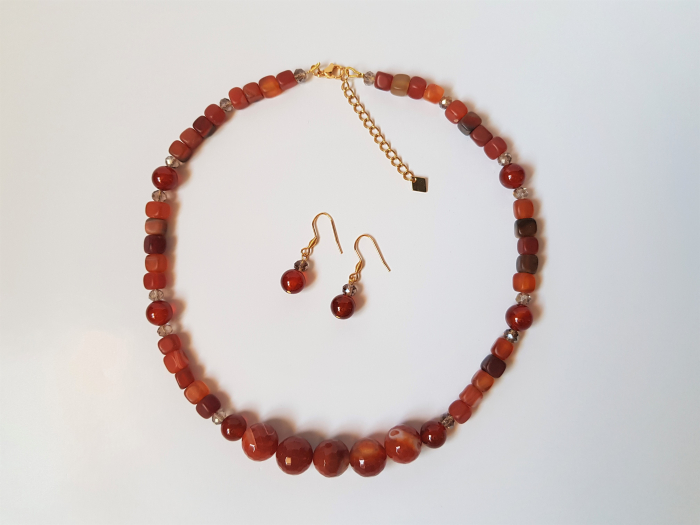 Set colier si cercei de toamna cu agate [5]