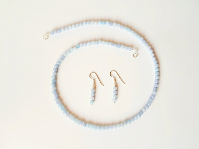 Set colier si cercei din agate bleu [2]