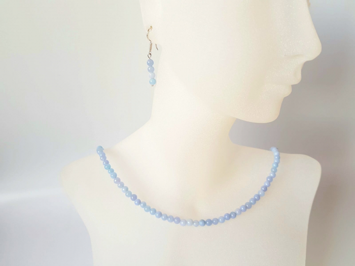 Set colier si cercei din agate bleu [8]