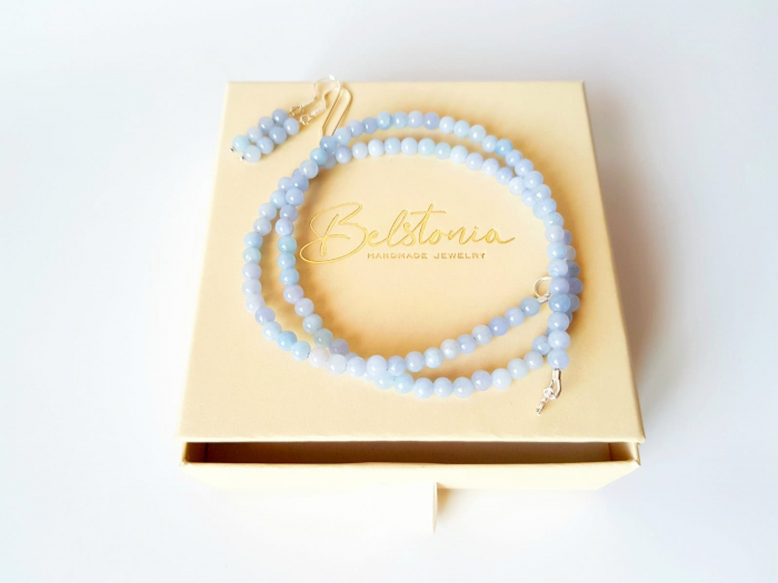 Set colier si cercei din agate bleu [7]
