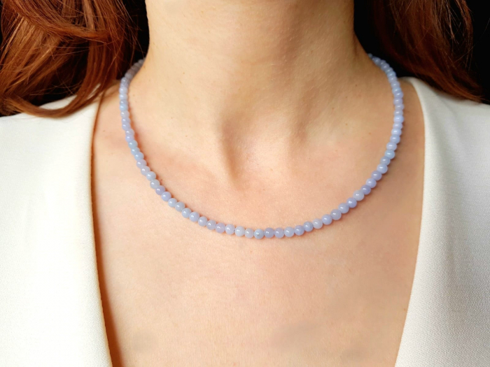 Set colier si cercei din agate bleu [5]