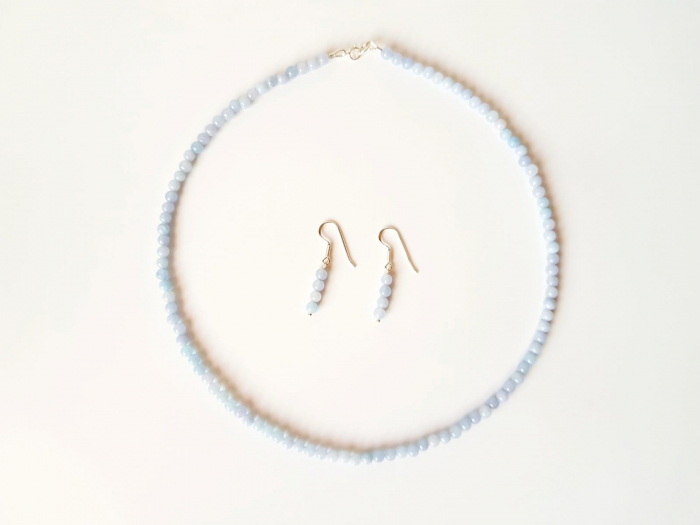 Set colier si cercei din agate bleu [4]