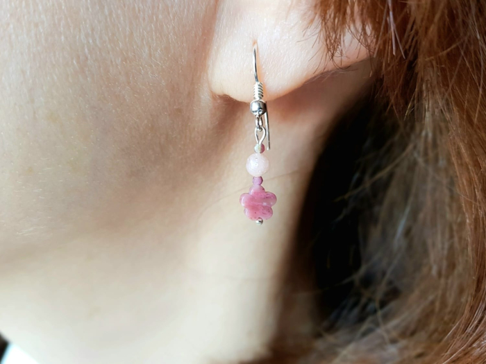 Set colier si cercei din rodonit, jad roz si turmalina roz [7]