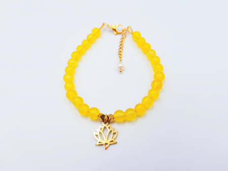 BRATARI - Bratara cu jad galben si floare de lotus