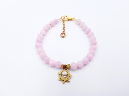 BRATARI - Bratara cu jad roz si floare de lotus