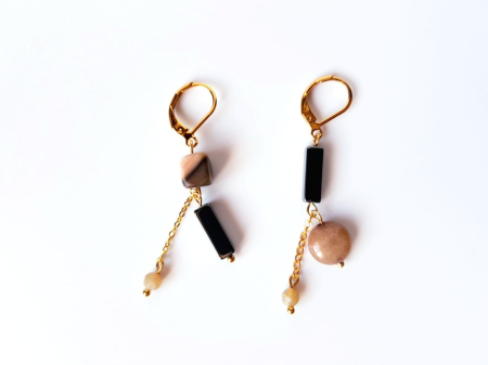 Cercei atarnatori asimetrici cu jad, agat si hematit [4]