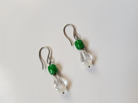 Cercei Handmade cu Pietre Semipretioase - Cercei cu jad verde si cristale