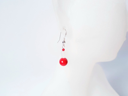 Cercei din argint cu scoica rosie, cuart roz si coral [2]
