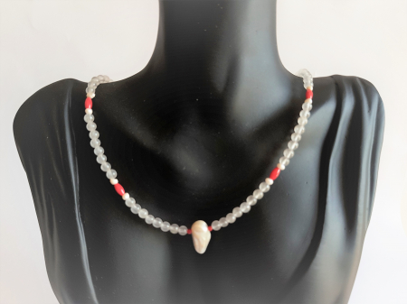 Colier agate, coral si perle naturale baroc [4]