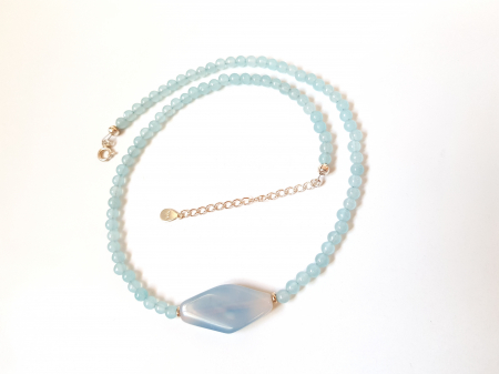 Colier choker din cuart bleu [4]