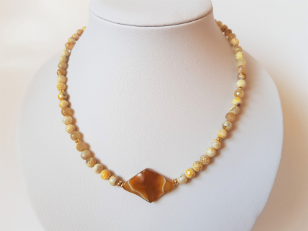 Colier choker din agate galbene [2]