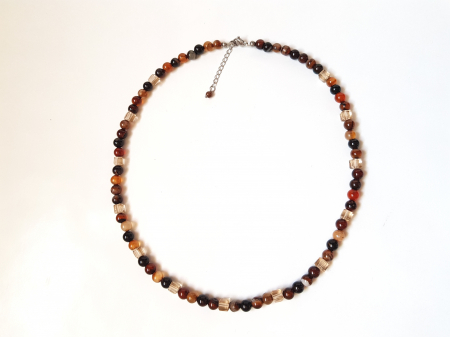 Colier clasic cu agate si cristale maro [4]