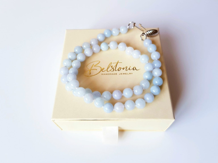 Colier clasic cu calcedonie bleu [3]