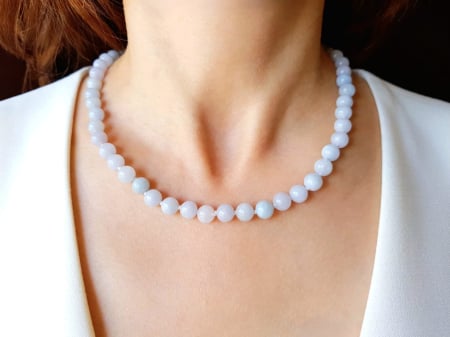 Colier clasic cu calcedonie bleu [0]