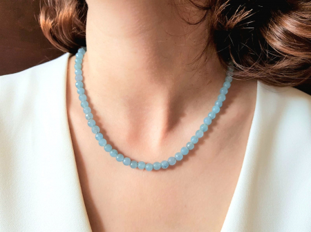 Coliere Handmade Clasice - Colier clasic cu jad bleu