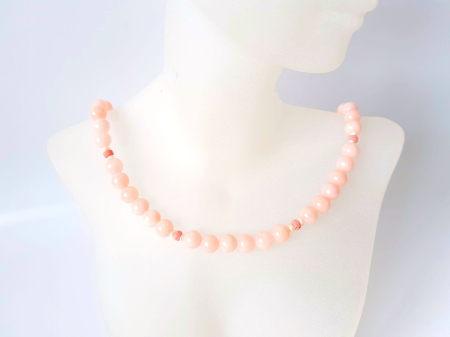 Coliere Handmade cu Pietre Semipretioase - Colier clasic din jad somon, perle naturale si lava roz