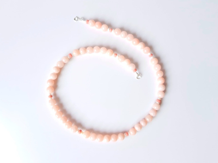 Colier clasic din jad somon, perle naturale si lava roz [1]