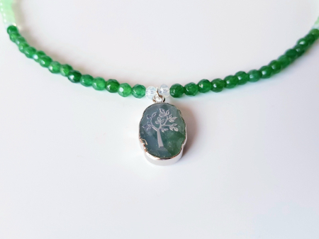 Colier cu agat verde, jad vernil si pandantiv copacul vietii din aventurin [2]