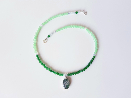 Colier cu agat verde, jad vernil si pandantiv copacul vietii din aventurin [3]