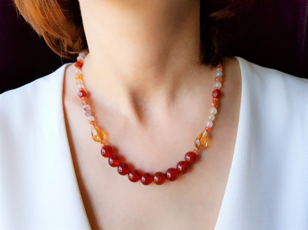 Coliere Handmade Medii - Colier cu agate, cristale si cuart cherry