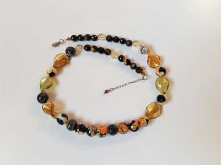 Colier cu agate dantelate si margele lampwork [3]
