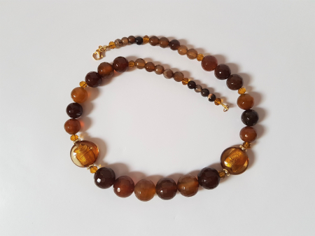 Colier cu agate maro si margele lampwork [4]