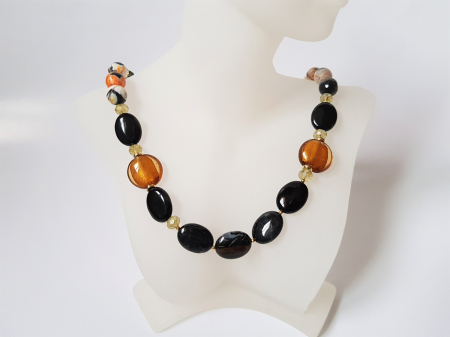 Colier cu agate negre si margele lampwork [2]